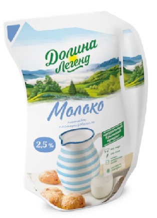 Молоко 2,5% 900гр эколин ТМ Долина легенд